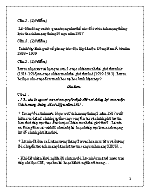 Đề thi chọn HSG môn Lịch sử Lớp 8